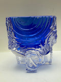 Michael Mikula Cubist Art Glass Cobalt Bowl Signed