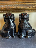 Antique English Staffordshire Jackfield Spaniel Dogs