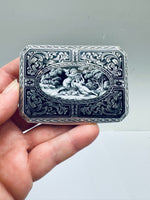 Antique Enameled Cherubs Grisaille 800 Continental Silver Box