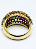 Jean Vitau Designer 18K Sapphire Diamond Ruby Tsavorite Ring