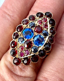 Antique Garnet  Sapphire Ruby 14K Yellow Gold Ring