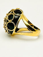 Italian Designer GARAVELLI  Retro 18K Gold Onyx Ring