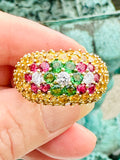 Jean Vitau Designer 18K Sapphire Diamond Ruby Tsavorite Ring