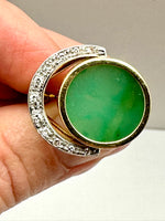 18K Art Deco Jade Diamond Ring