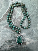 African Turquoise Jasper Enerald Sterling Necklace