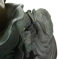 Verde Green Bronze Nude Fountain With Dolphins Fish