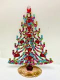 Vintage 10” Czech Christmas Tree Rhinestone Decoration #311