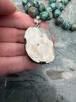 African Turquoise Jasper Enerald Sterling Necklace