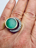 18K Art Deco Jade Diamond Ring