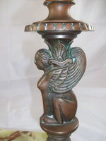Bronze Sphinx Onyx Desk Fountain Lamp