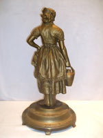 Victorian Gilt Spelter Milkmaid Statue