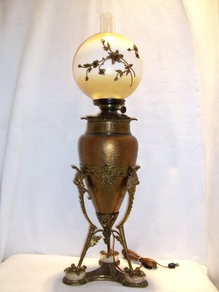 Bronze Talon Foot Antique Oil Lamp