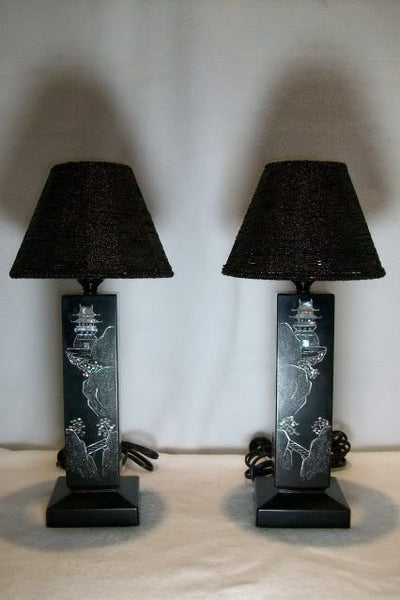 Chinese Art Deco Mother of Pearl Lamps