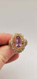 10k Amethyst Oval with Diamonds Ring
