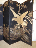 Antique Chinese Embroidered Four Panel Screen