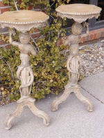 Antique Pair Italian Figural Hand Carved Wood Fern Stands