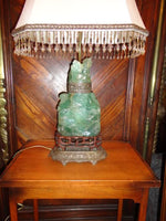Antique Chinese Hand Carved Jade Lamp