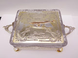 Antique English Crystal Silver Plate Sardine Dish