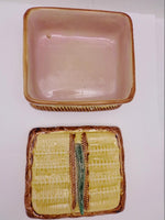 Antique English Pottery Fish Sardine Dish Box Basket