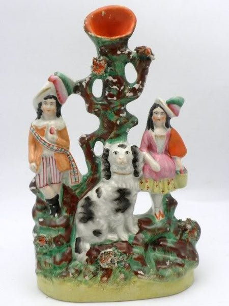 Antique Staffordshire Couple With Spaniel