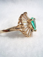 Emerald & Diamond Tapered Baguette Cocktail Ring