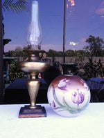 Antique Gold Gilt Banquet Duplex Oil Lamp Tulip