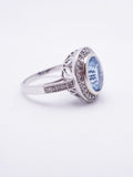 Antique Oval Blue Topaz & Diamond Ring 14K