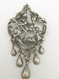 Antique Peruzzi Silver Necklace Brooch Pendant 800 Silver Saint George Dragon