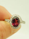 Antique Rhodolite Garnet White Topaz Ring 10K