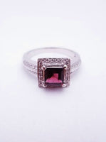 14K Almandine Garnet & Diamond Ring