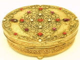 Antique Apollo Ormolu Jeweled Oval Jewelry Casket
