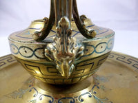 Antique French Bronze Enameled Inkwell