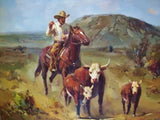 Wild west Cowboy Painting Oil Framed