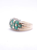 14k Channel Set Emerald and Diamond Ring