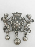 Antique Peruzzi 800 Silver Putti Cherub Brooch Italy