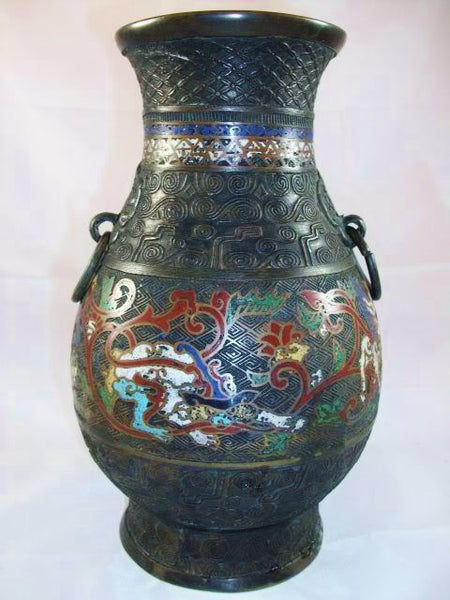 Antique Chinese Bronze Enamel Vase