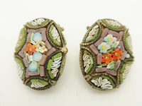 Antique Micro Mosaic Clip Earrings