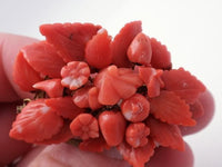 Antique Red Coral Brooch Daisies