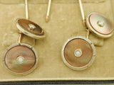 Mens Gold Filled Mother of Pearl Cuff Links & Studs Set