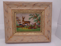 Antique Victorian Micro Bead Work Picture Deer Landscape