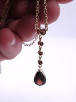 10k English Garnet Drop Necklace