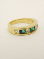 14k Emerald and Diamond Band Ring