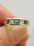 14k Emerald and Diamond Band Ring
