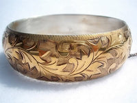 Engraved Foliate Sterling Gold Clad Bracelet