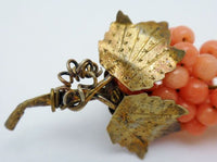 Antique Coral Grapes Brooch Vermeil