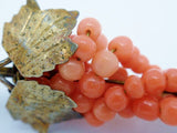 Antique Coral Grapes Brooch Vermeil