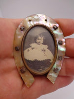Antique French Mother of Pearl Horseshoe Frame