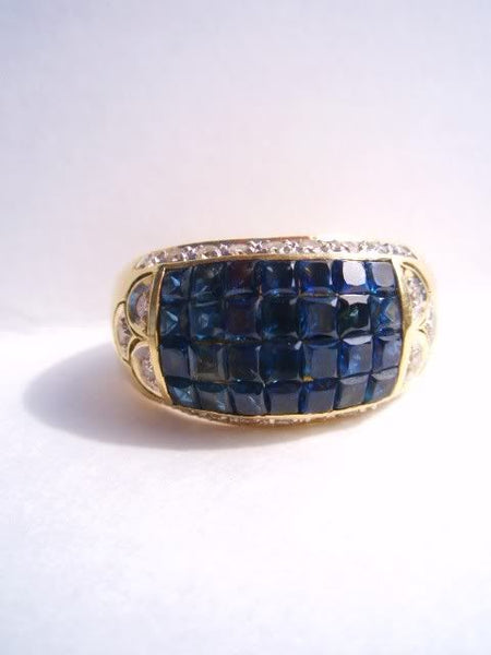 18k Illusion Set Sapphire and Diamond Ring
