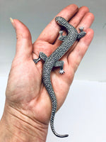 Large Sterling Silver Marcasite Salamander Brooch