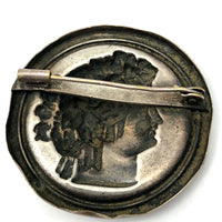 Antique Silver Plated Bacchus Brooch